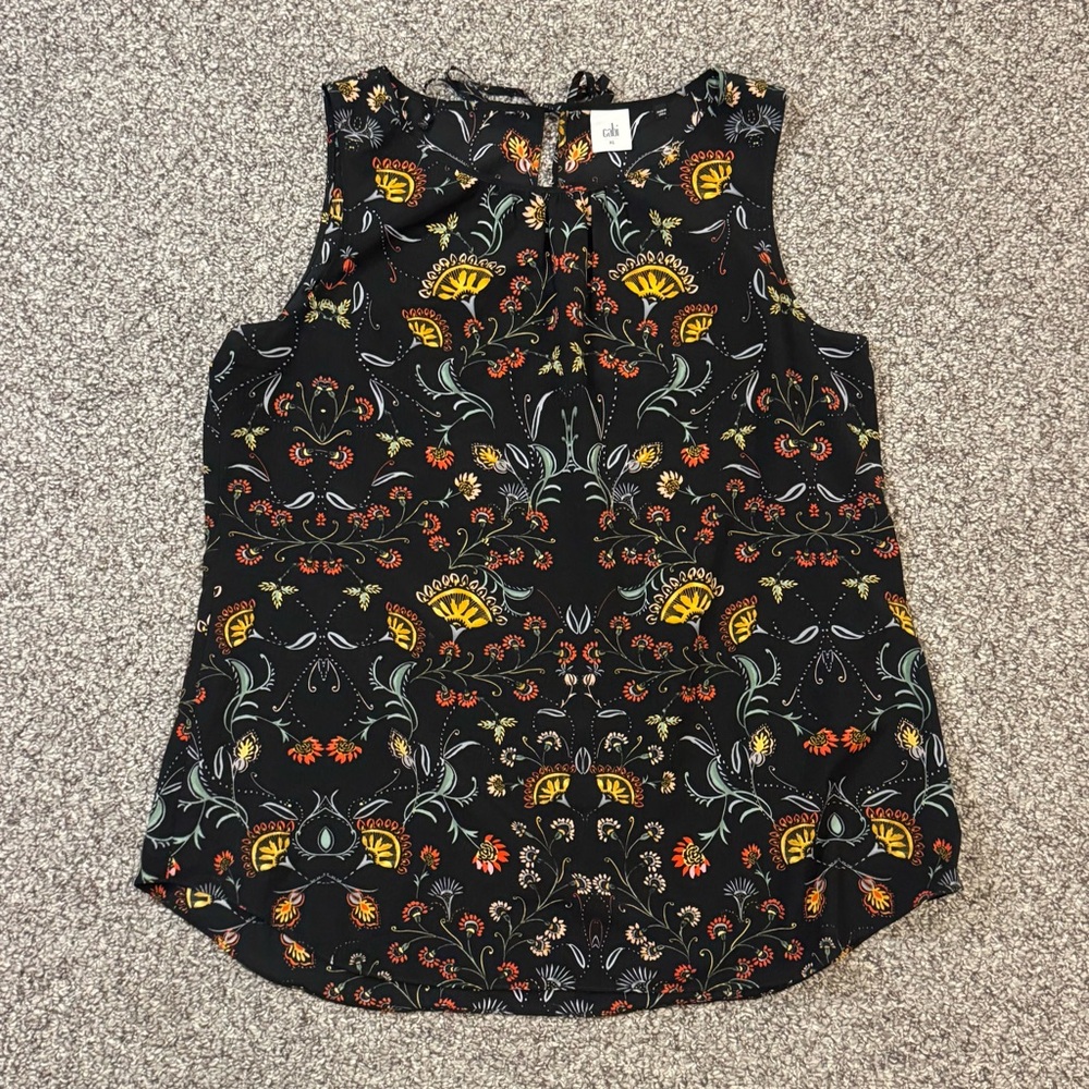 CAbi Black Floral-Print Sleeveless Top - Picture 2 of 6